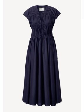 TOVE Ceres Organic Cotton Midi Dress Navy - size 34/2